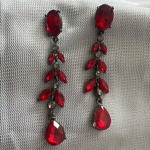 Source Unknown Radiant Red Drop Earrings